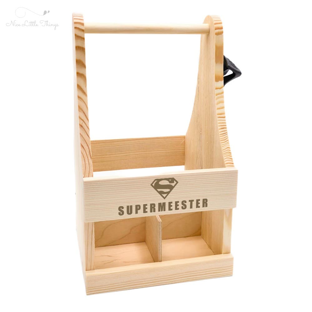 Gepersonaliseerde Houten Bierkrat "Supermeester"