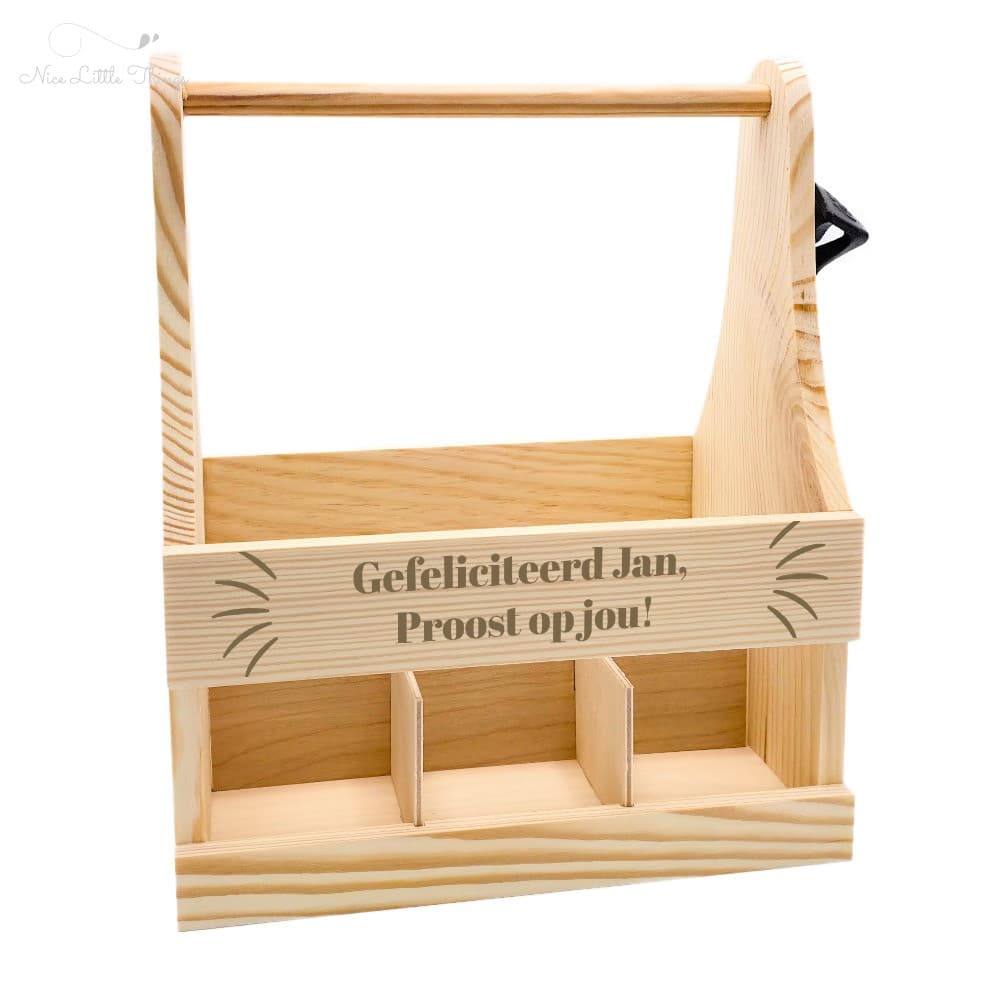 Gepersonaliseerde Houten Bierkrat "Gefeliciteerd!"